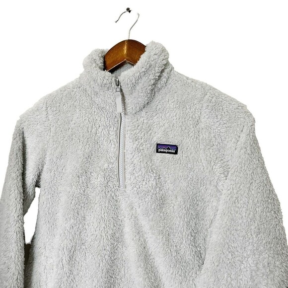 Patagonia Kids Los Gatos 1/4 Zip Fleece Pullover Size Medium Birch White - Picture 3 of 13